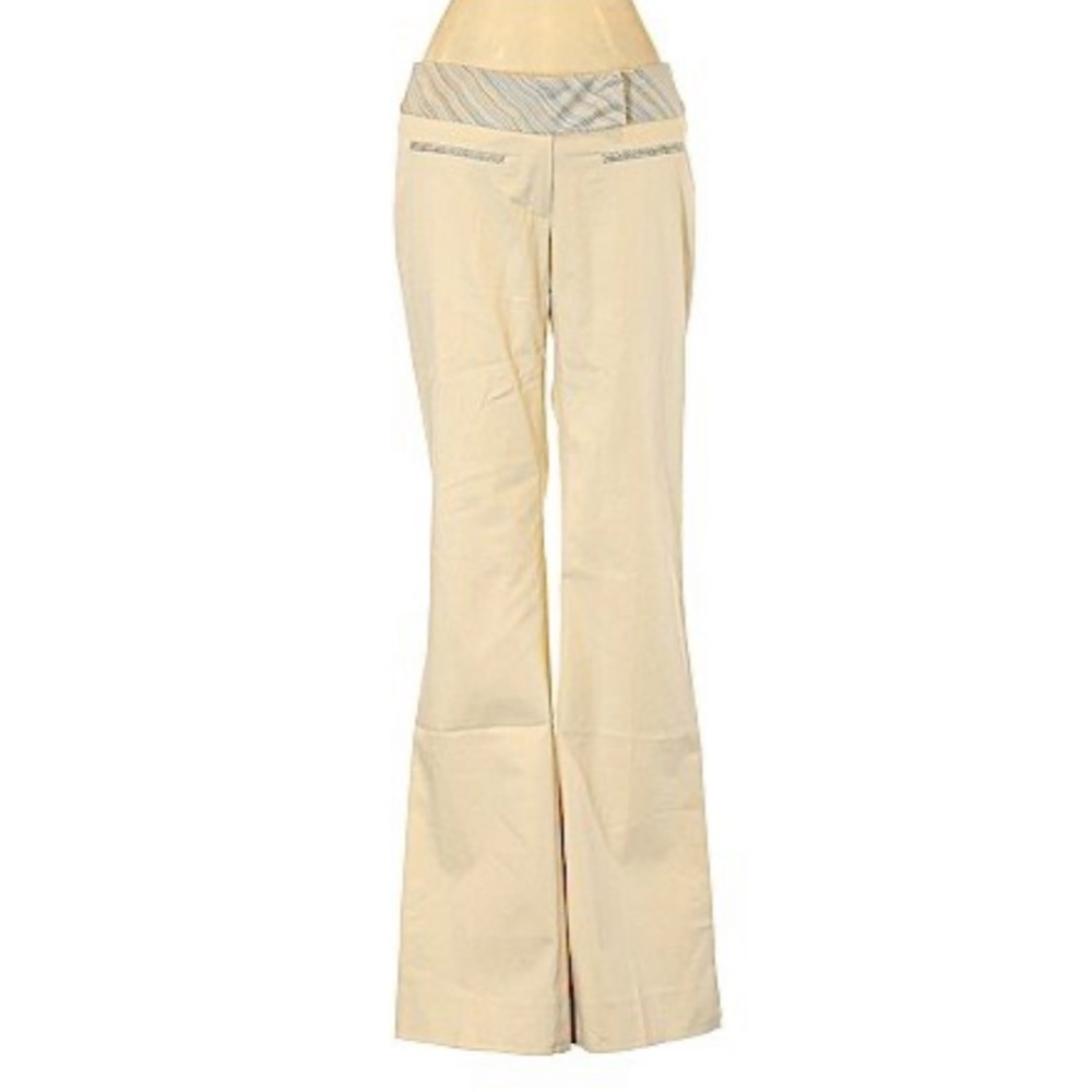 NWOT Vintage Guess Collection Khaki Dress Pants Slacks Pinstripe Waist Flare 2